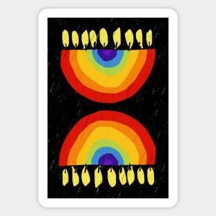 Rainbow Chanukiah Black Print Sticker